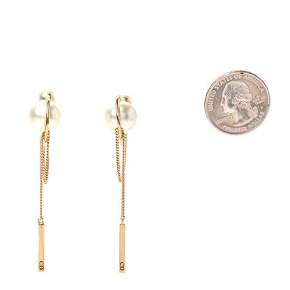 Christian Dior Pearl Tribales Dangle Chain Earrings Gold 2 of 6
