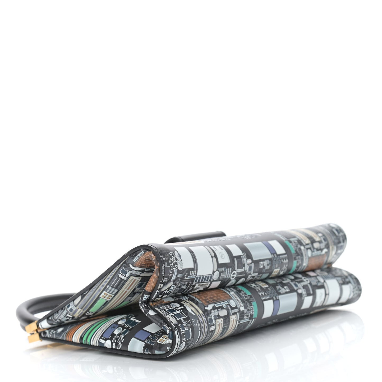 Calfskin Printed Motherboard Crown Frame Bag Multicolor