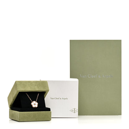 Van Cleef & Arpels 18K Rose Gold Mother Of Pearl Lucky Spring Plum Blossom Necklace 6 of 6