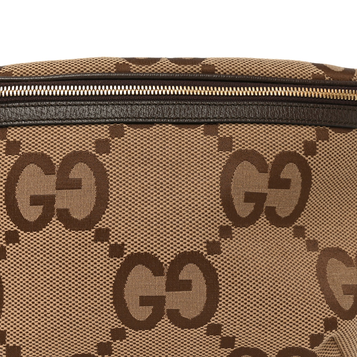 Gucci Monogram Jumbo GG Textured Dollar Calfskin Web Belt Bag Camel Ebony New Acero 8 of 10