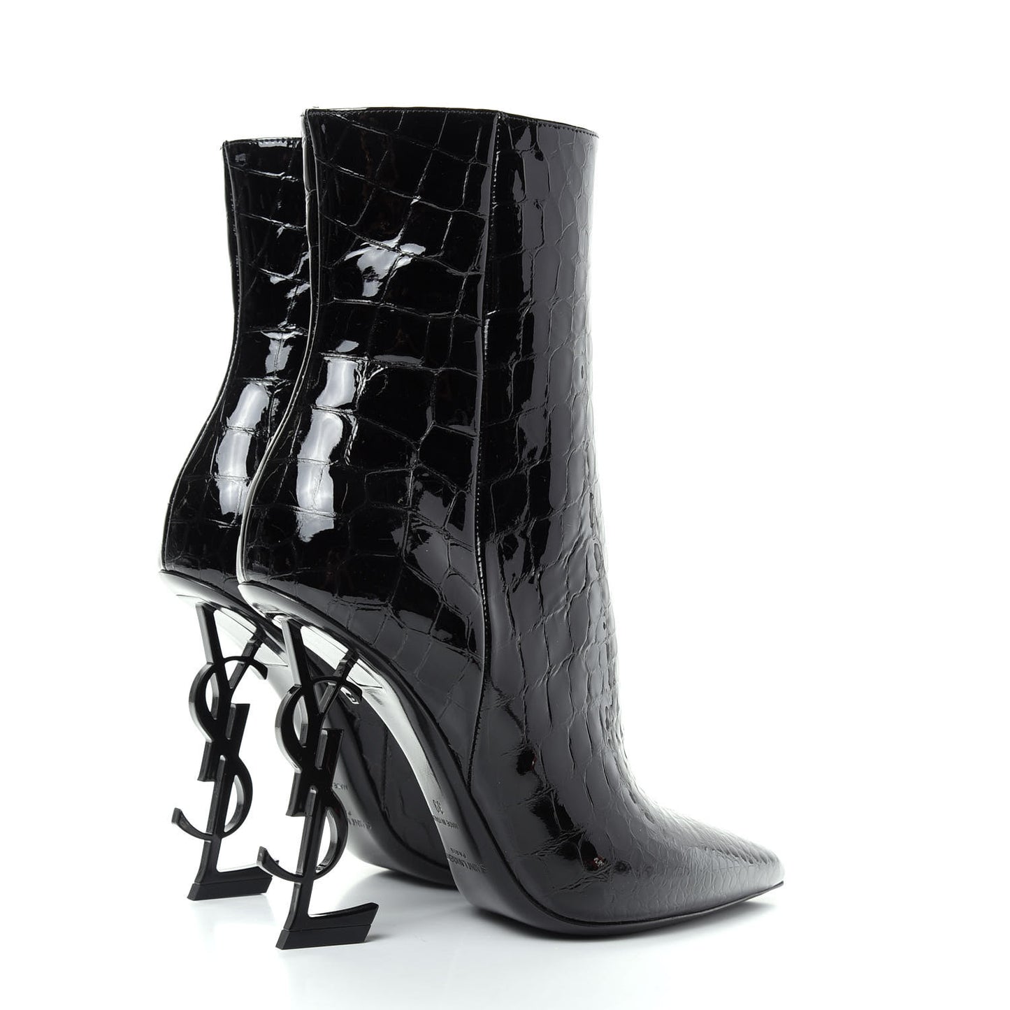 Alligator Embossed Patent Calfskin Opyum 110 Ankle Boots 39 Black
