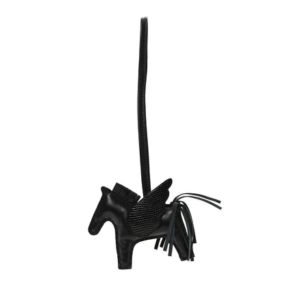 Hermes Milo Lambskin Lizard Touch Grigri Rodeo Pegase Horse Bag Charm PM So Black 1 of 4