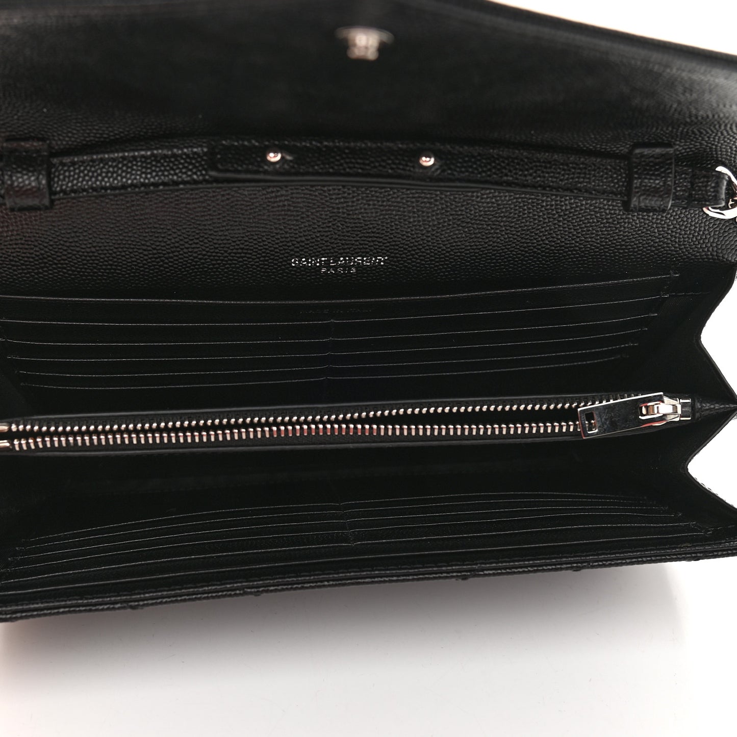 Grain De Poudre Matelasse Chevron Monogram Chain Wallet Black