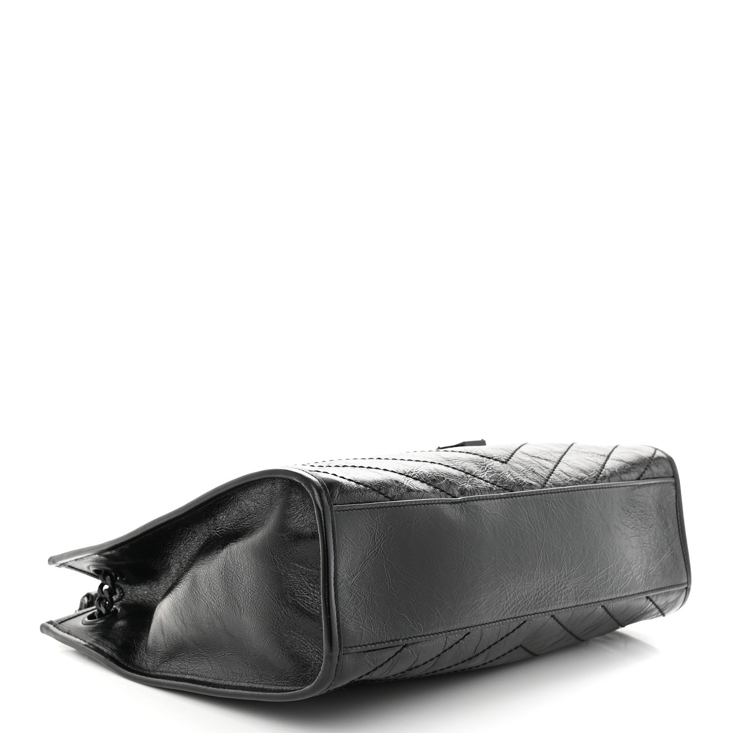 Saint Laurent Crinkled Calfskin Matelasse Monogram Medium Niki Shopper Tote Black 4 of 10