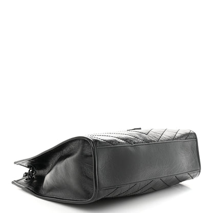 Saint Laurent Crinkled Calfskin Matelasse Monogram Medium Niki Shopper Tote Black 4 of 10