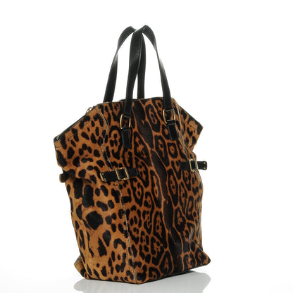 Saint Laurent Pony Hair Leopard Print Large Downtown Tote Black 3 of 8