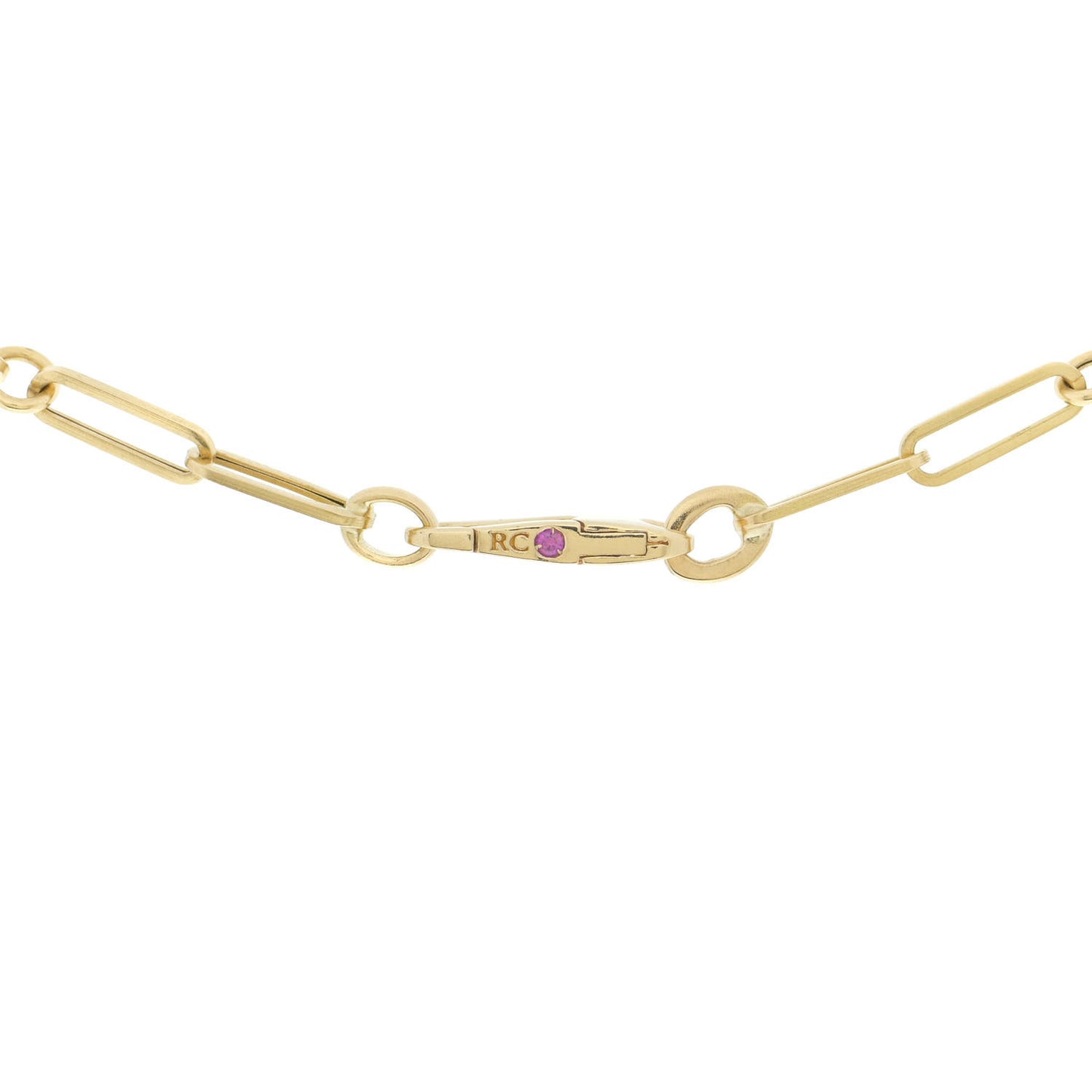 18K Yellow Gold Paper Clip Link Necklace 22"