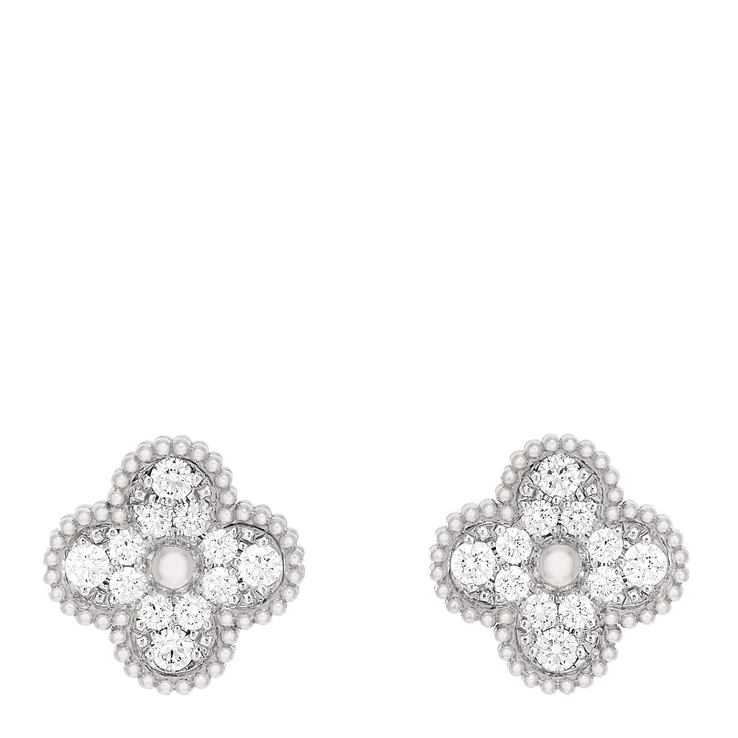 Van Cleef & Arpels 18K White Gold Diamond Vintage Alhambra Earrings 1 of 5