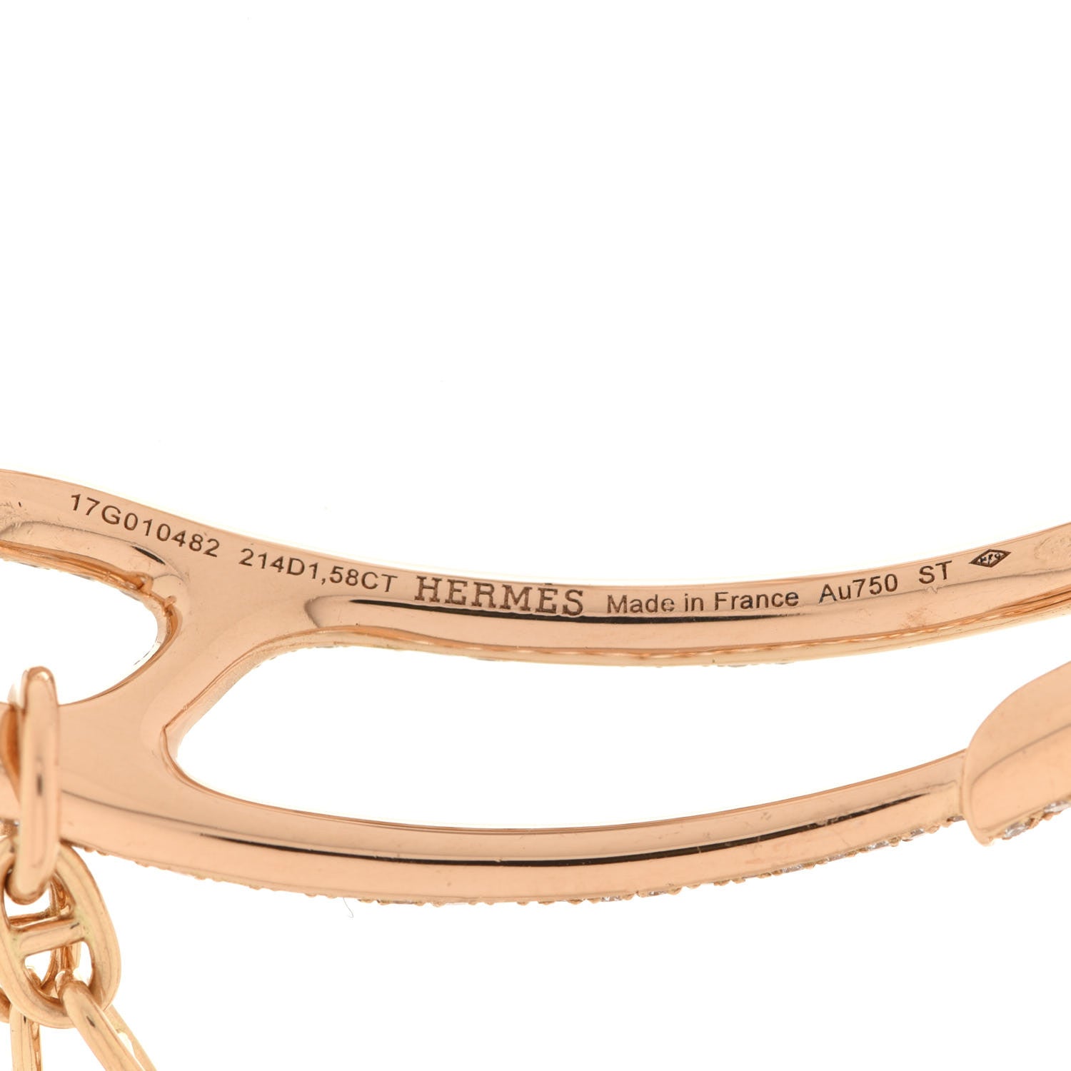 Hermes 18K Yellow Gold Diamond Pave MM Chaine D'Ancre Punk Bracelet ST 4 of 6