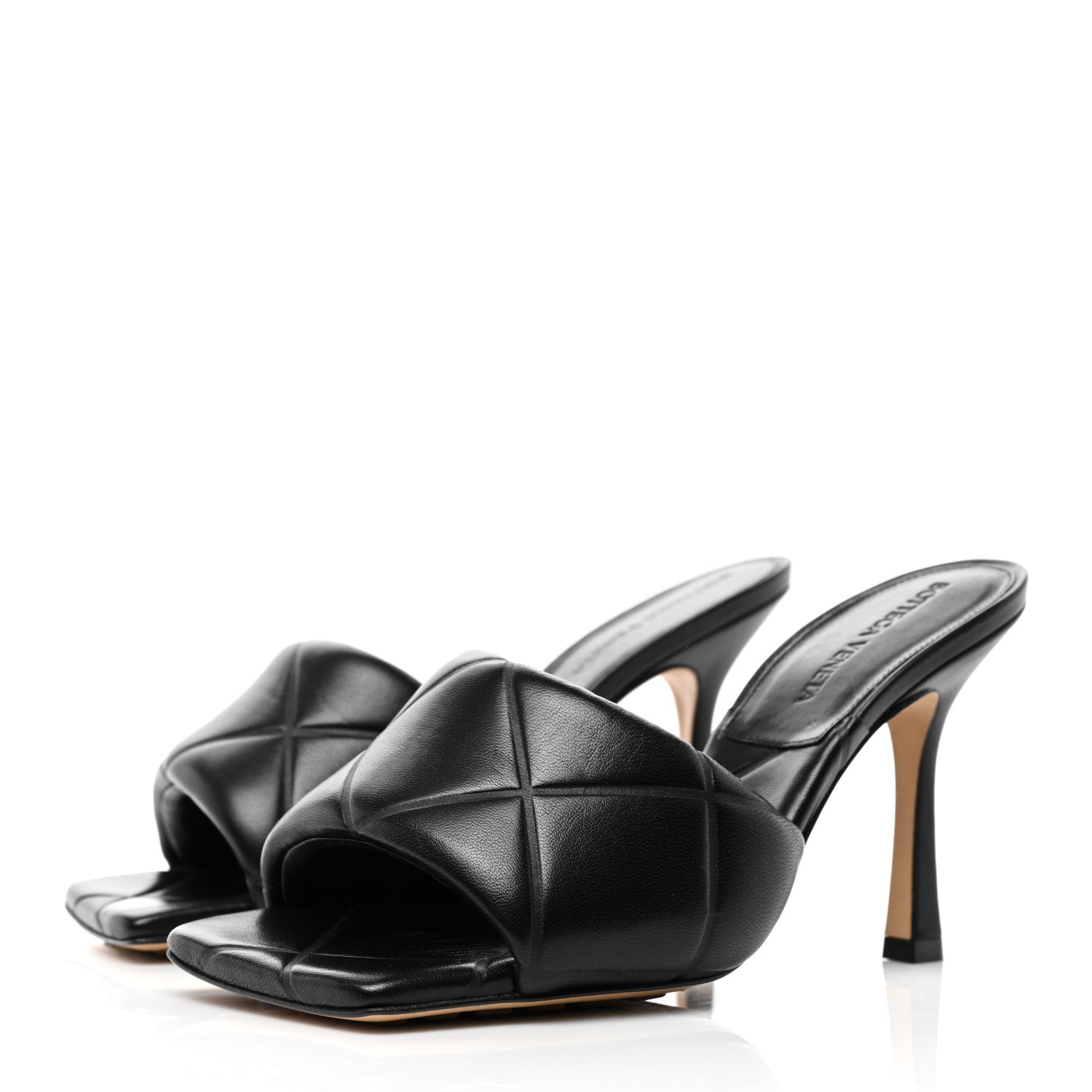 Bottega Veneta Nappa Quilted Rubber Lido Mule Sandals 36.5 Black 3 of 7