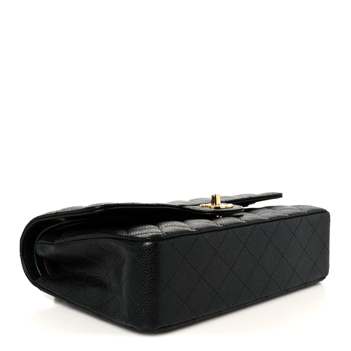 Caviar Quilted Medium Double Flap Black