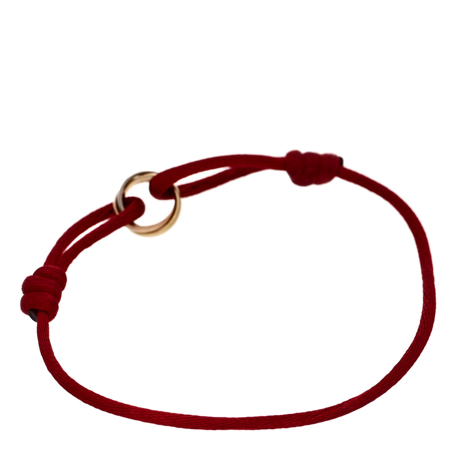 Cartier 18K Pink Yellow White Gold Trinity Cord Bracelet Red 2 of 5
