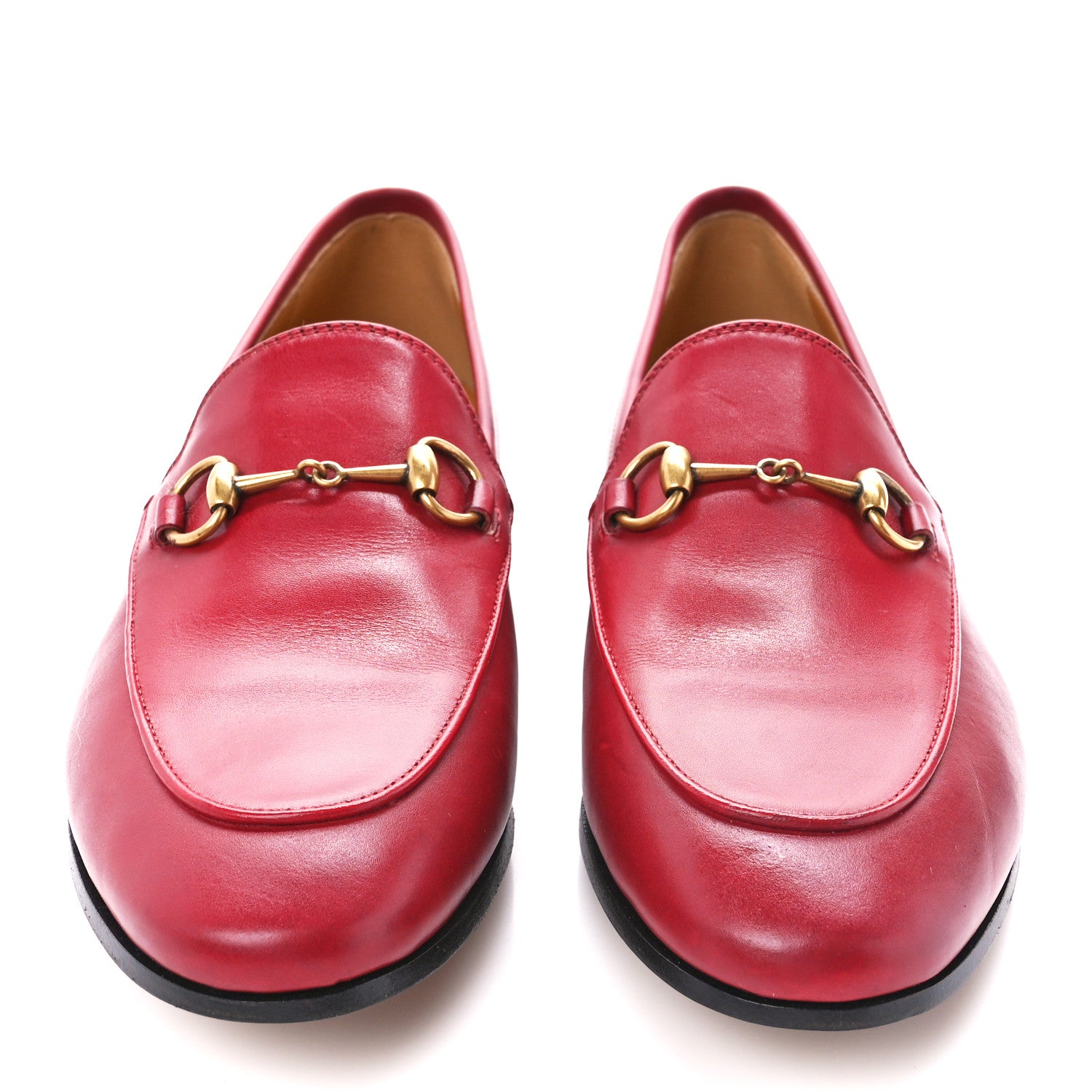 Gucci Calfskin Womens Jordaan Loafers 38.5 Hibiscus Red 2 of 9