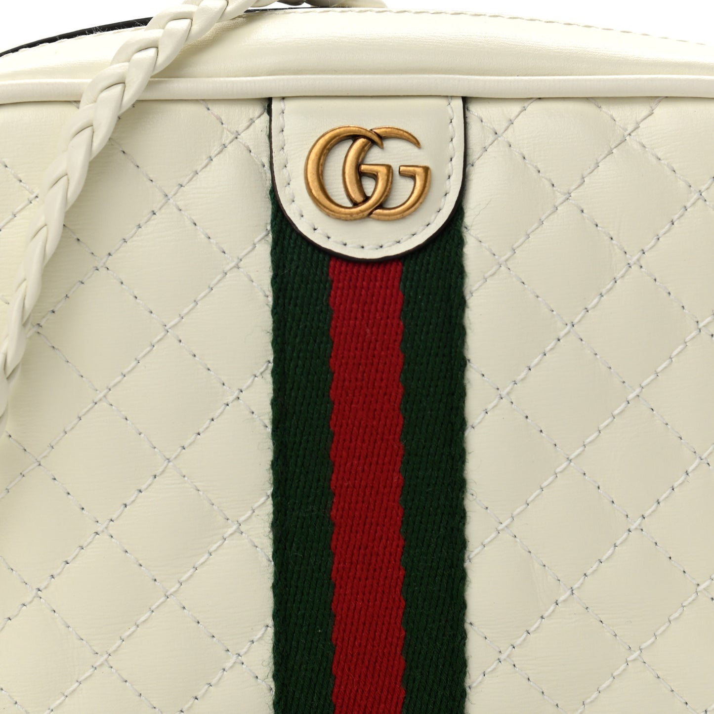 Calfskin Web Trapuntata Mini Shoulder Bag Off White
