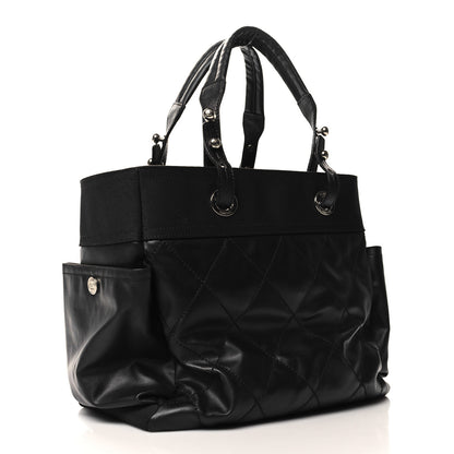 Chanel Coated Canvas Quilted Large Paris Biarritz Tote Black 6 of 23