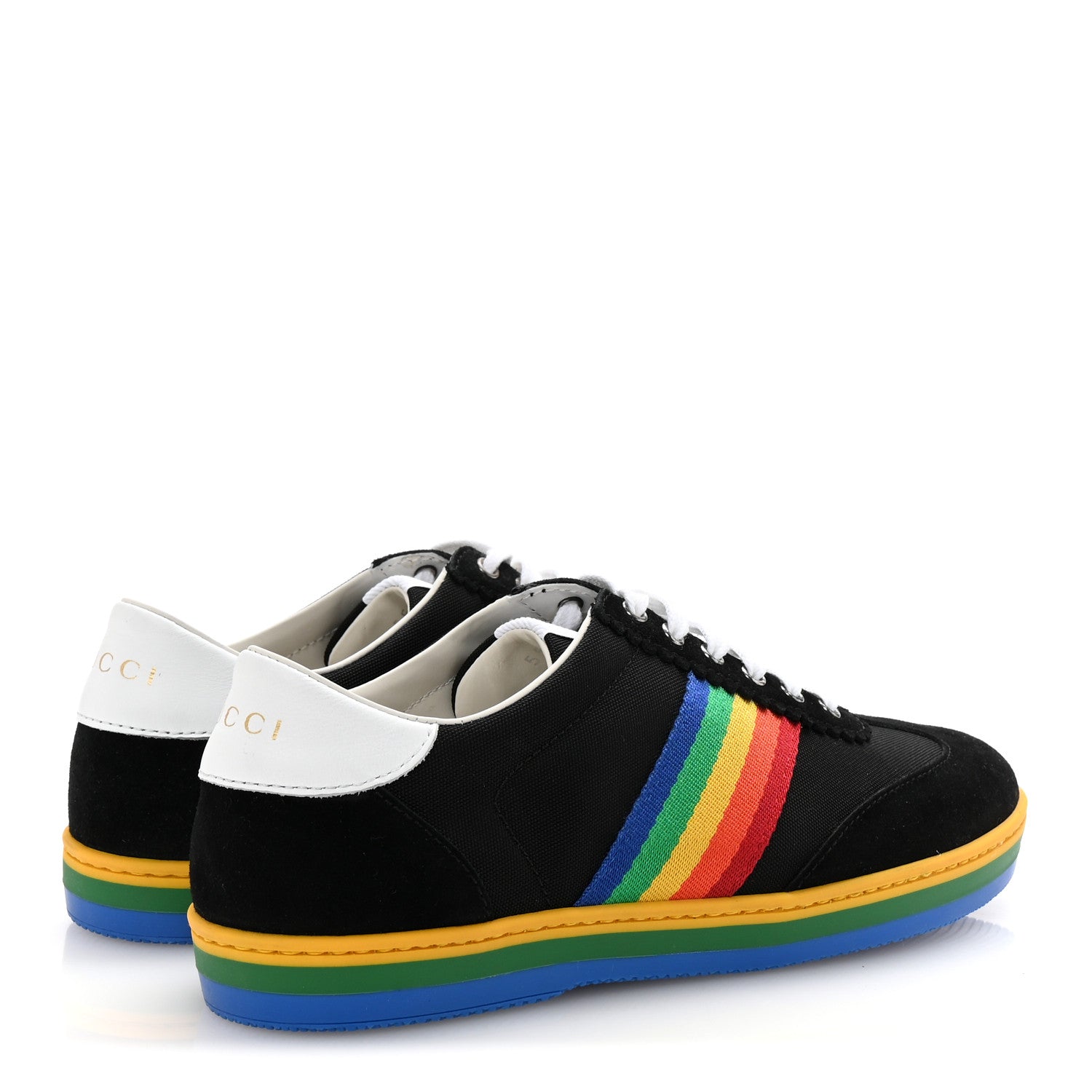 Gucci Suede Rainbow Womens G74 Sneakers 35 Black 5 of 10