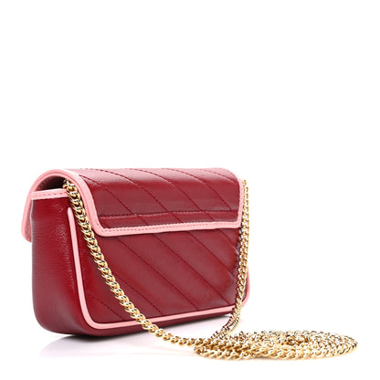 Gucci Azalea Calfskin Enamel Matelasse Diagonal Super Mini Torchon GG Marmont Shoulder Bag New Cherry Red Wild Rose 3 of 10