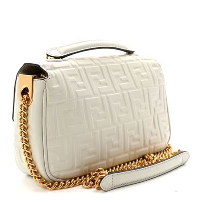 Fendi Nappa Small FF Embossed Midi Chain Baguette White 3 of 9