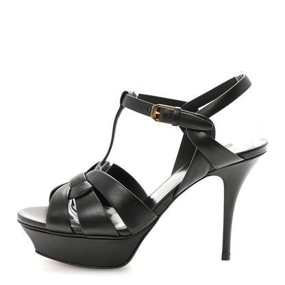 Saint Laurent Calfskin Tribute 105 Platform Sandals 37 Black 1 of 10