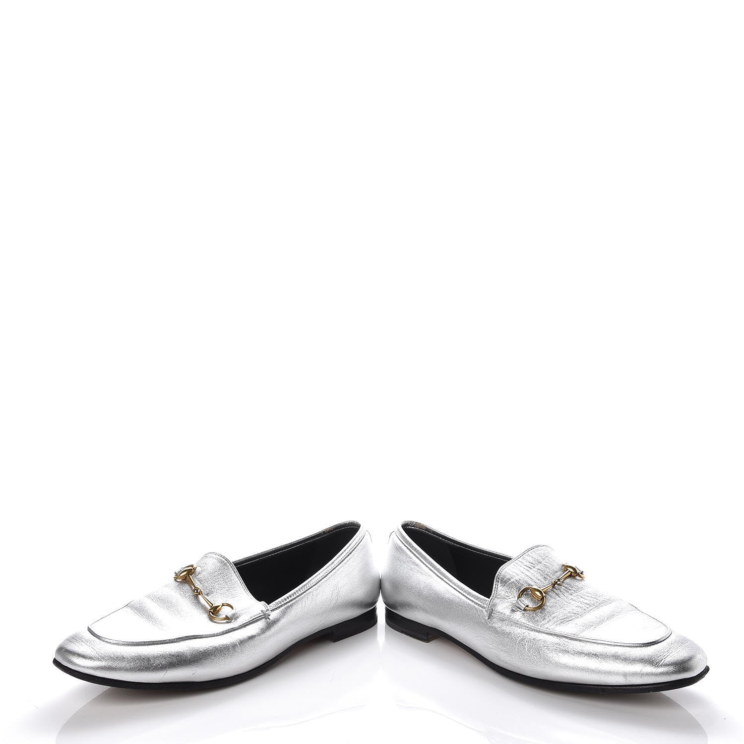 Gucci Metallic Nappa Womens Jordaan Loafers 40 Argento 6 of 13