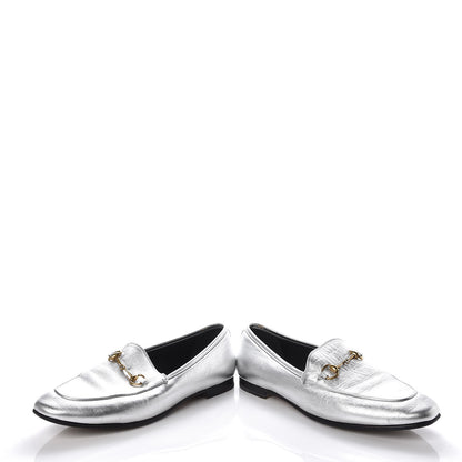 Gucci Metallic Nappa Womens Jordaan Loafers 40 Argento 6 of 13