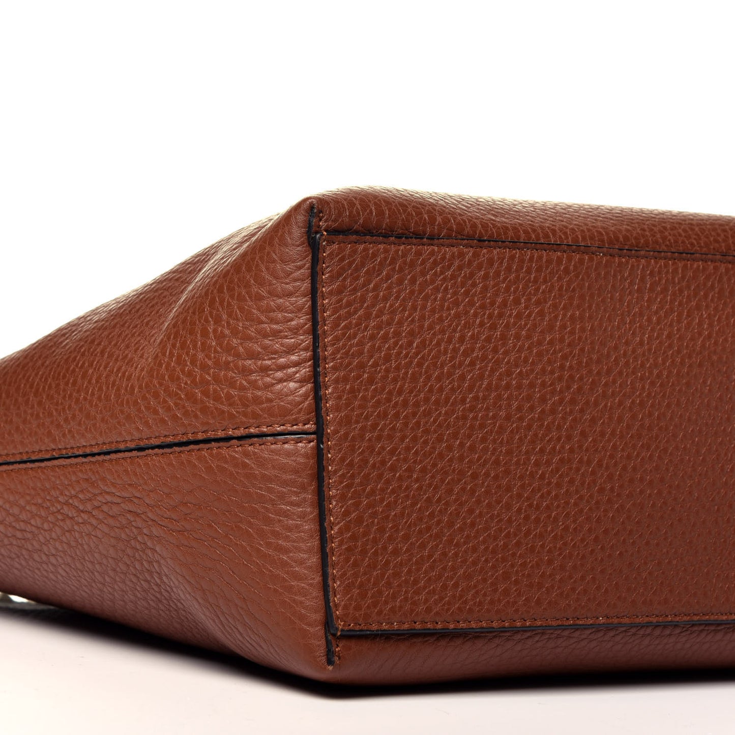 Grained Calfskin Rockstud Shoulder Tote Bright Cognac