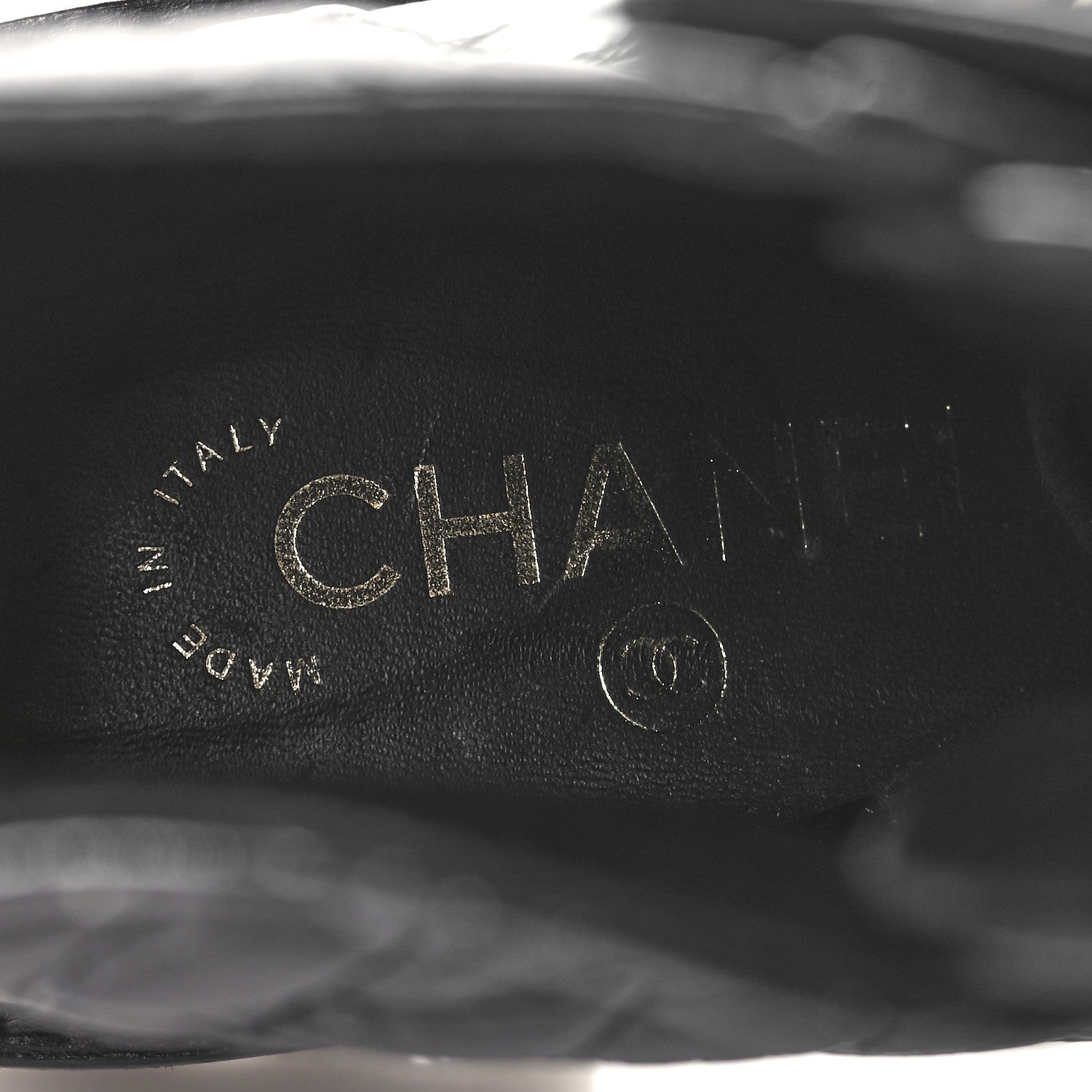 Chanel Shiny Calfskin Quilted Lace Up Combat Boots 35 Black 8 of 9