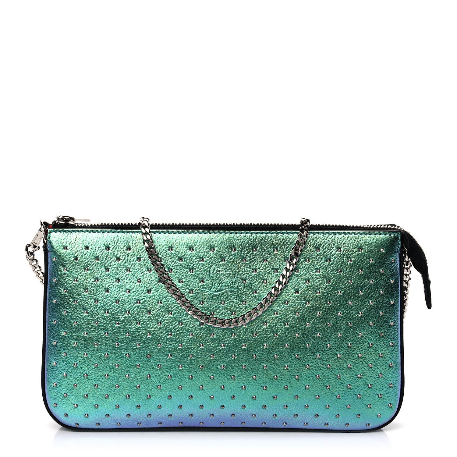 Christian Louboutin Iridescent Calfskin Studded Loubila Chain Clutch Multicolor 1 of 9