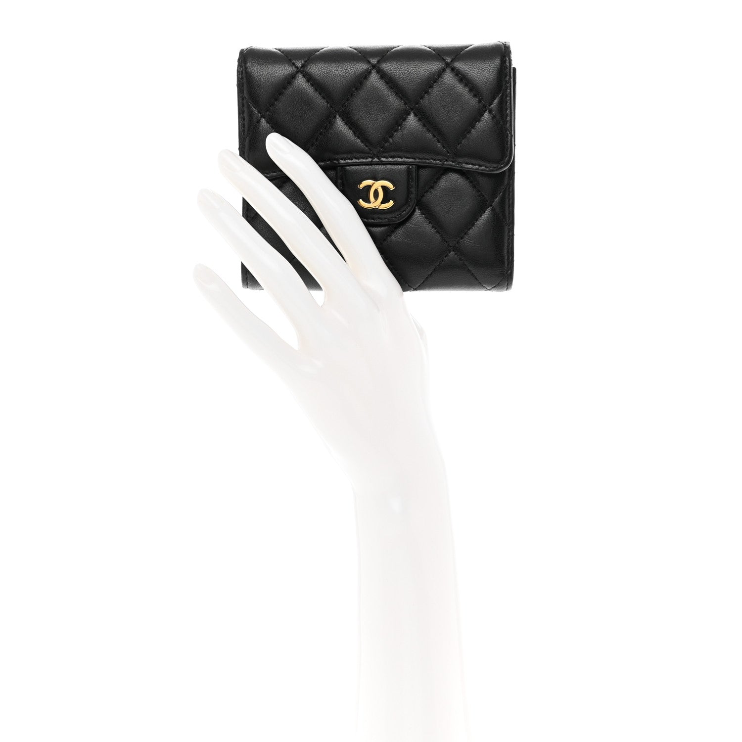 Chanel Lambskin Quilted Compact Flap Wallet Black 2 of 12