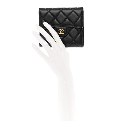 Chanel Lambskin Quilted Compact Flap Wallet Black 2 of 12