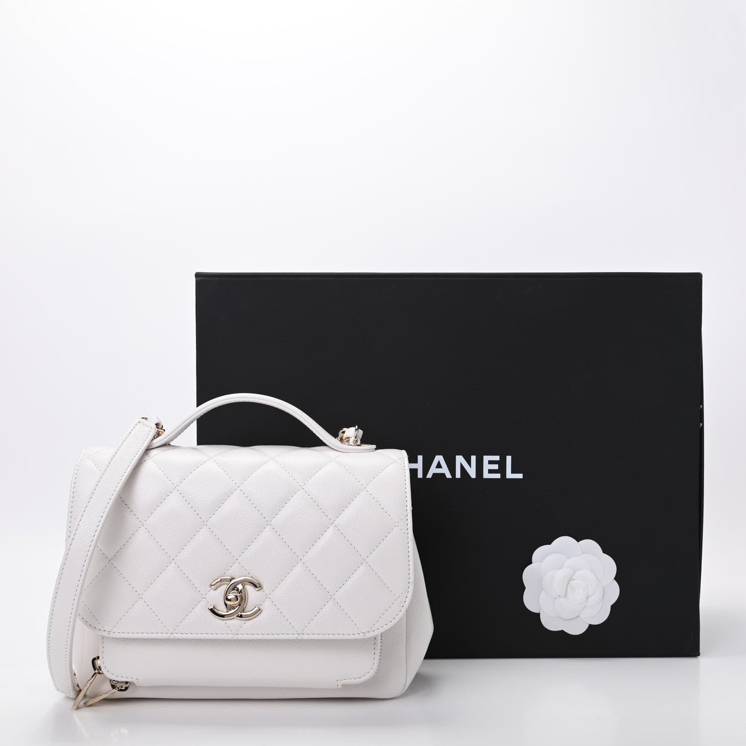 Chanel Caviar Quilted Medium Business Affinity Flap White 10 of 10
