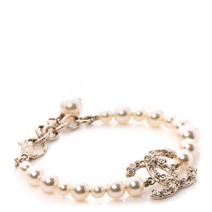 Chanel Pearl Crystal CC Bracelet Gold 1 of 5