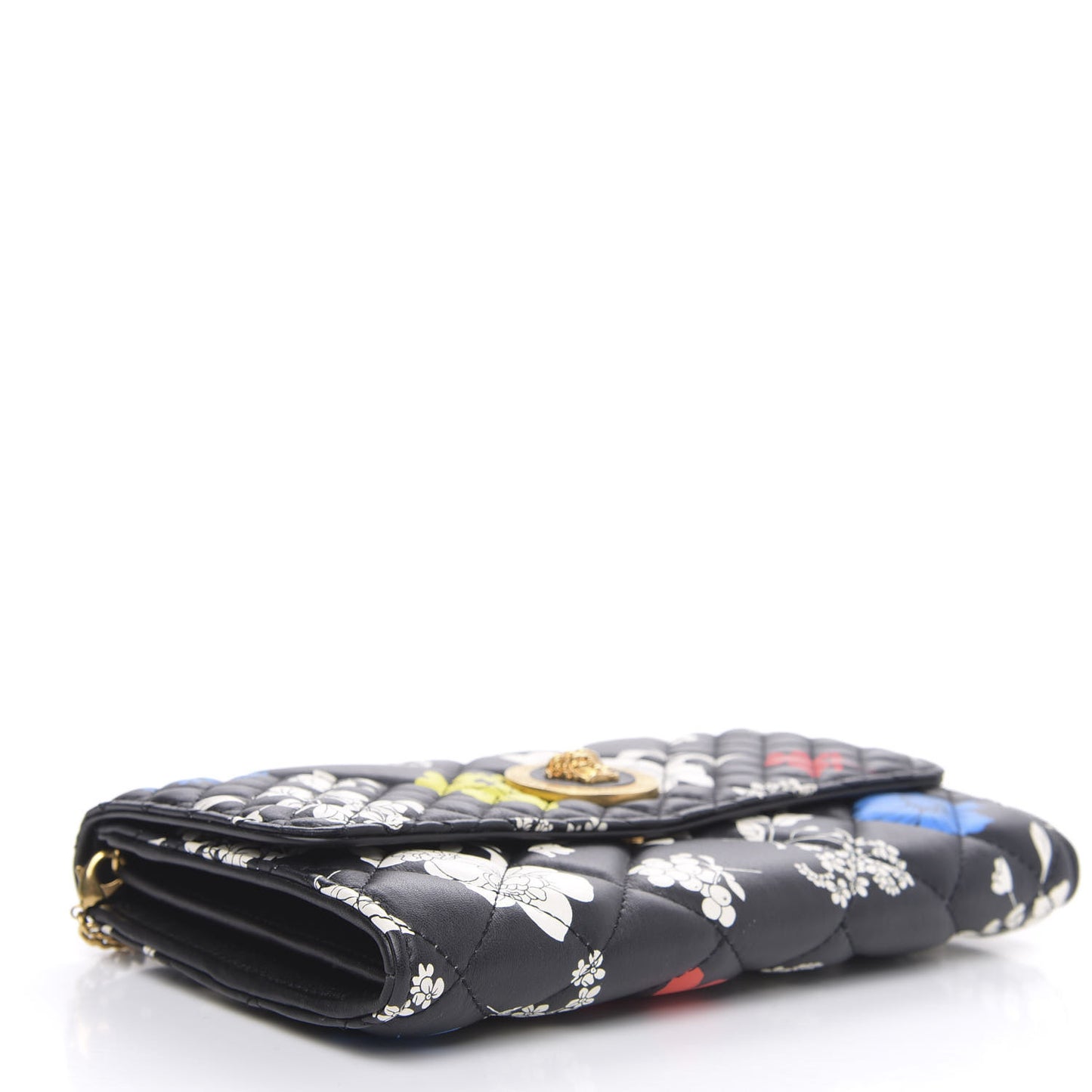 Calfskin Icon Bouquet Quilted Wallet On Chain Crossbody Black