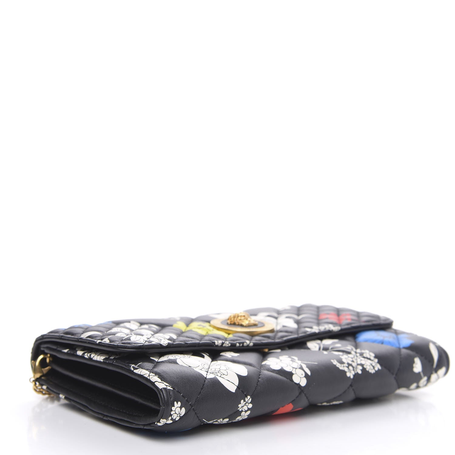 Versace Calfskin Icon Bouquet Quilted Wallet On Chain Crossbody Black 4 of 11
