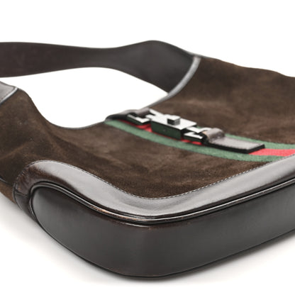 Gucci Suede Web Small Jackie O Hobo Dark Brown 9 of 11