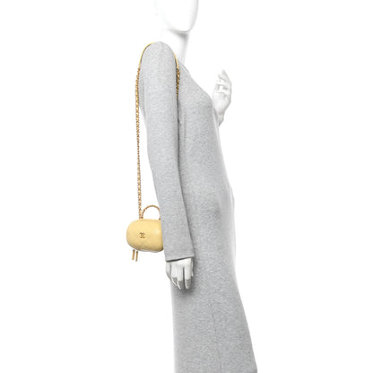 Chanel Lambskin Quilted CC Bubble Vanity Case With Chain Light Yellow 2 of 12