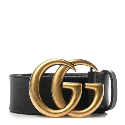 Gucci Faded Calfskin Double G 40mm Belt 80 32 Black 1 of 5