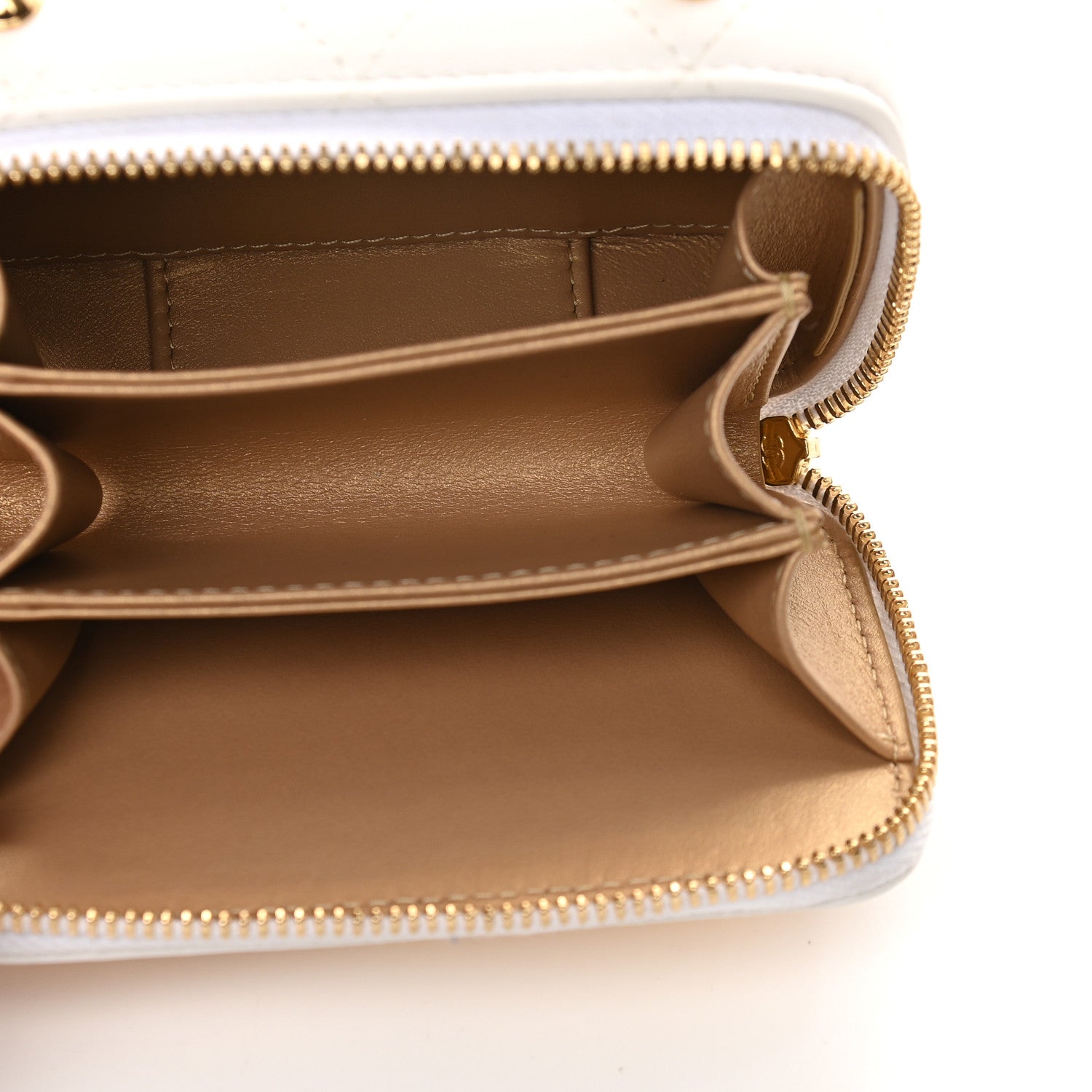 Chanel Lambskin Quilted Mini Golden Plate Clutch With Chain White 4 of 8