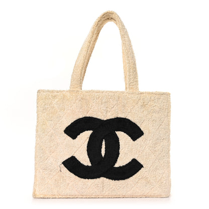 Chanel Terry Cotton CC Tote Black White 1 of 14