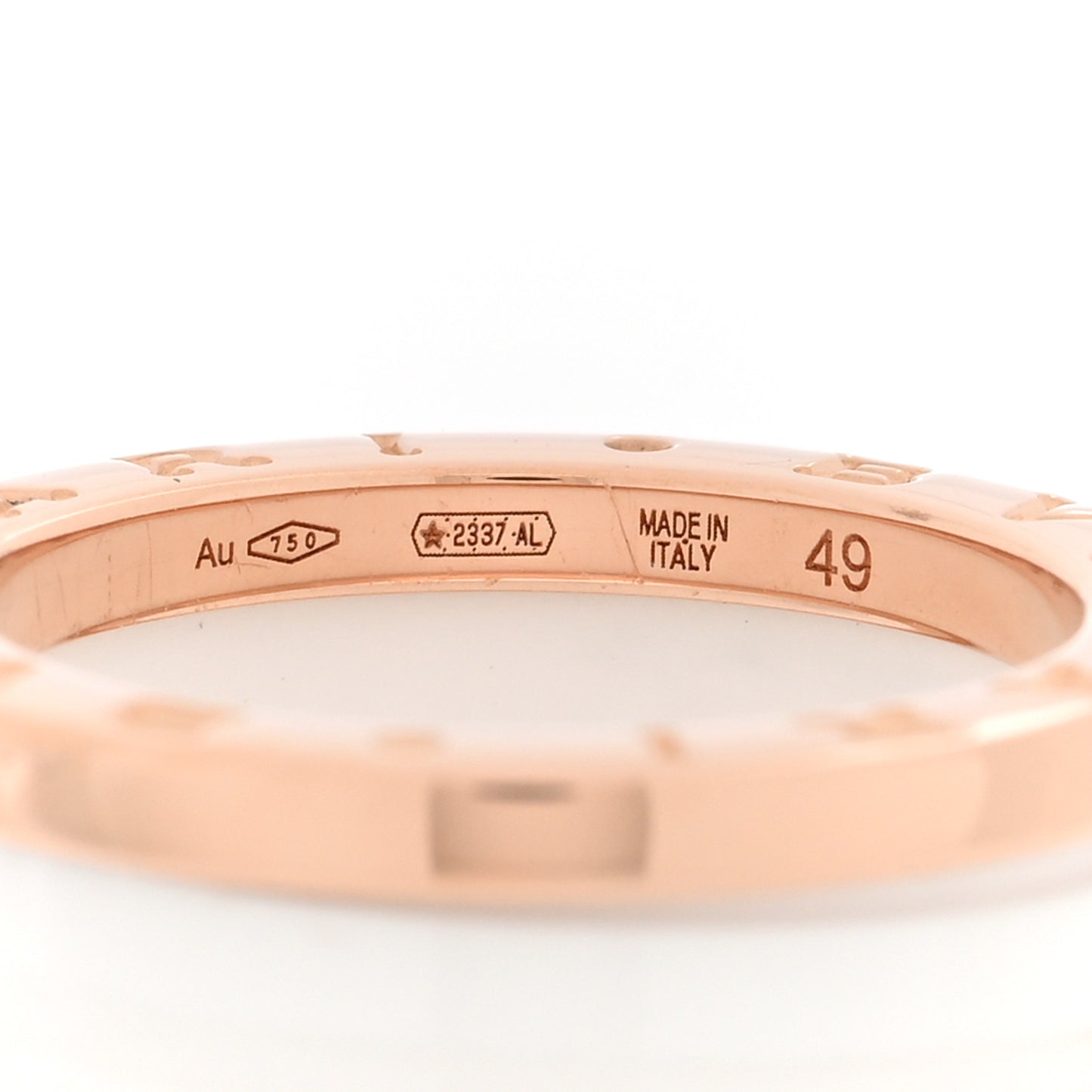18K Rose Gold White Ceramic B.Zero1 Two-Band Ring 49 5