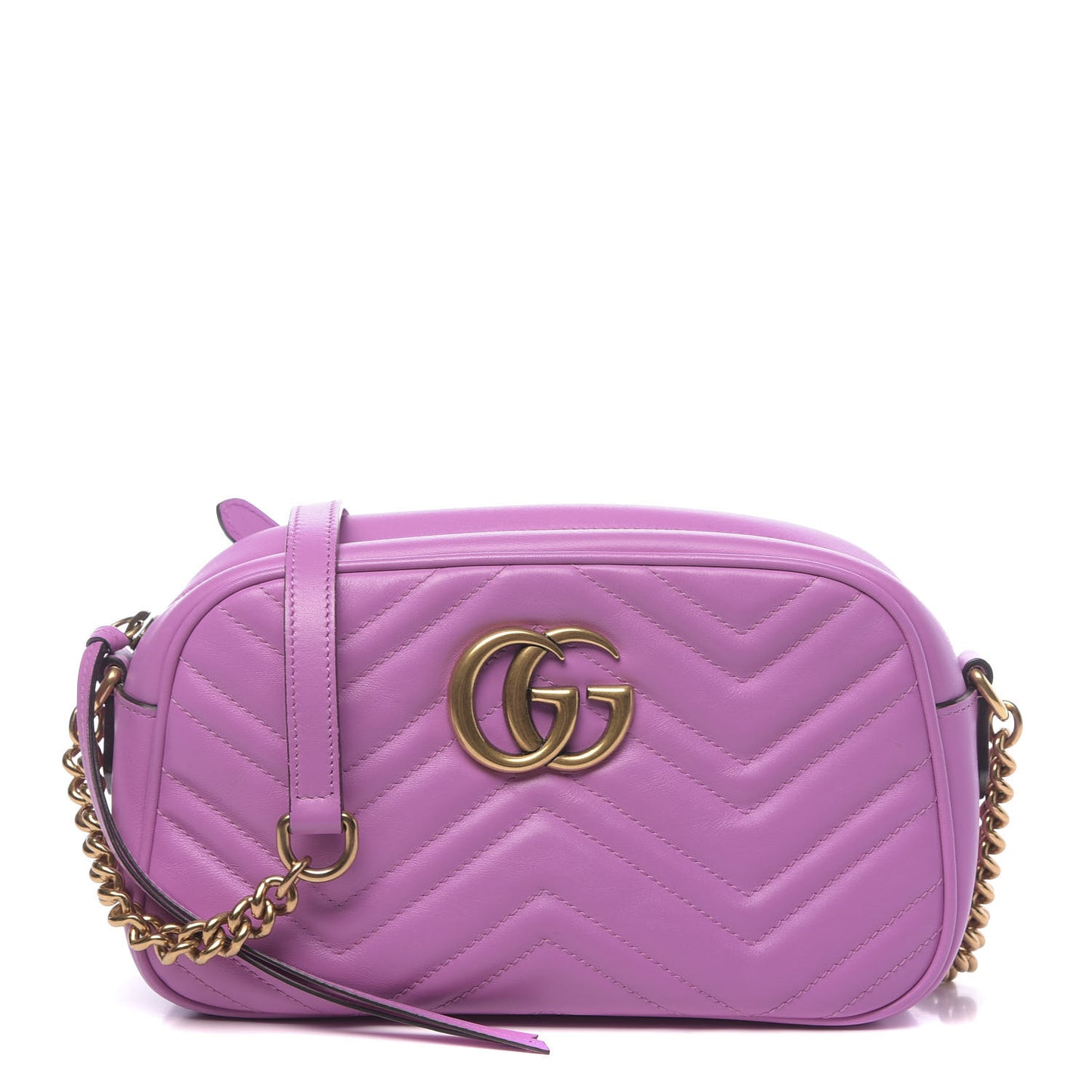 Calfskin Matelasse Small GG Marmont Chain Shoulder Bag Candy Mousse