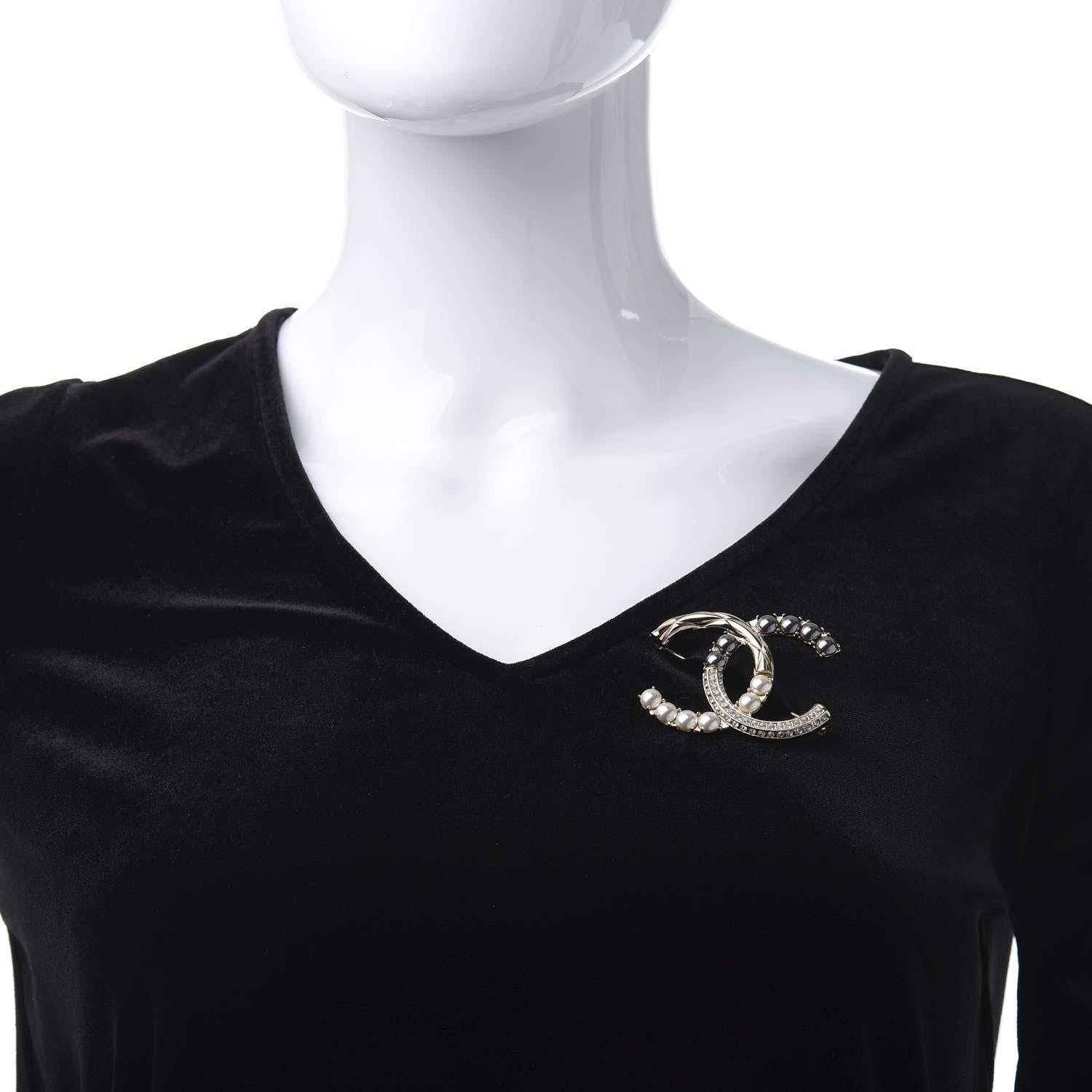 Chanel Pearl Crystal Bright Young Thing CC Brooch Gold 2 of 5