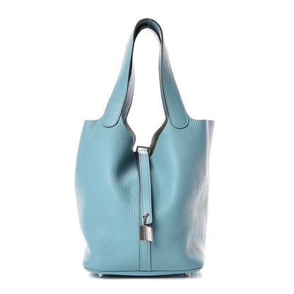 Hermes Taurillon Clemence Picotin Lock 22 MM Bleu Atoll 1 of 8