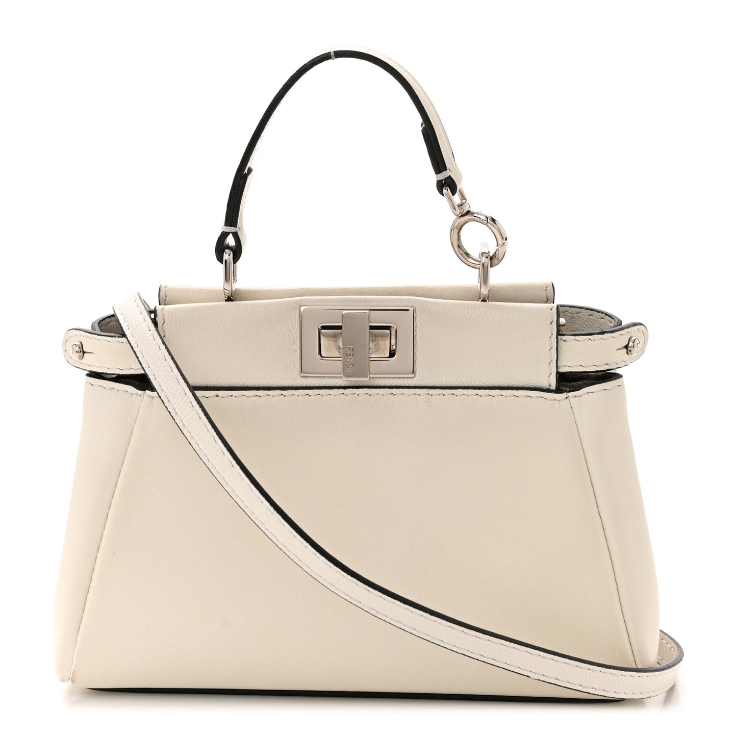 Shiny Nappa Micro Peekaboo Iconic Satchel White
