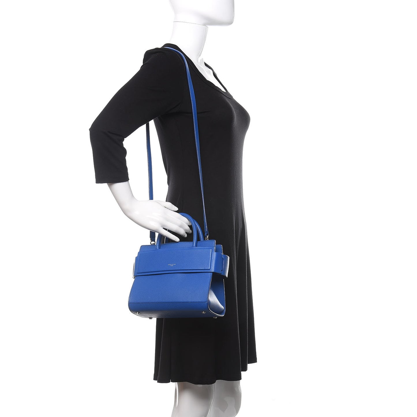 Grained Calfskin Mini Horizon Satchel Blue