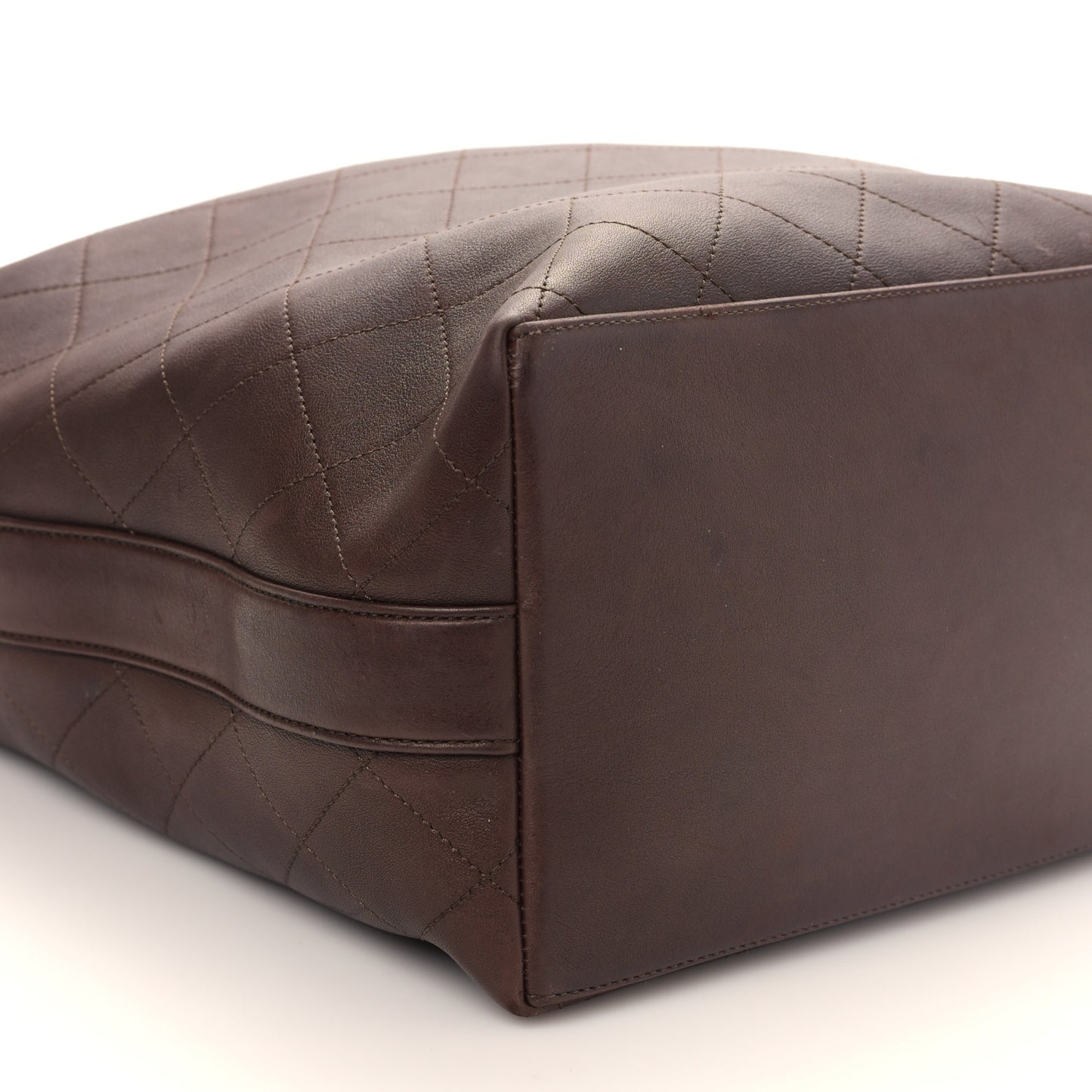 Calfskin Quilted Small On My Shoulder Drawstring Bag Brown