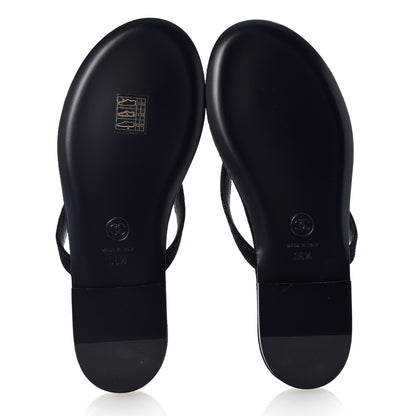 Chanel Cotton SIlk Crystal CC Thong Sandals 36.5 Dark Blue Silver 6 of 10