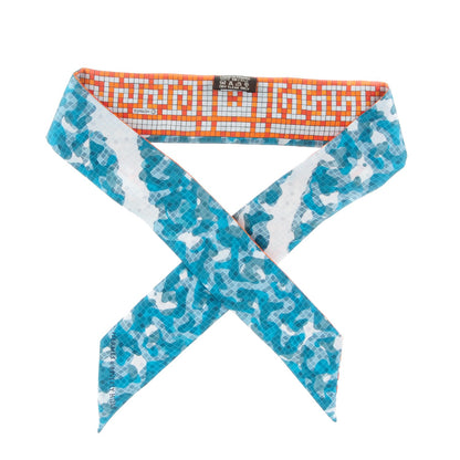 Hermes Silk A Beverly Hills Twilly Orange Bleu Blanc 1 of 6