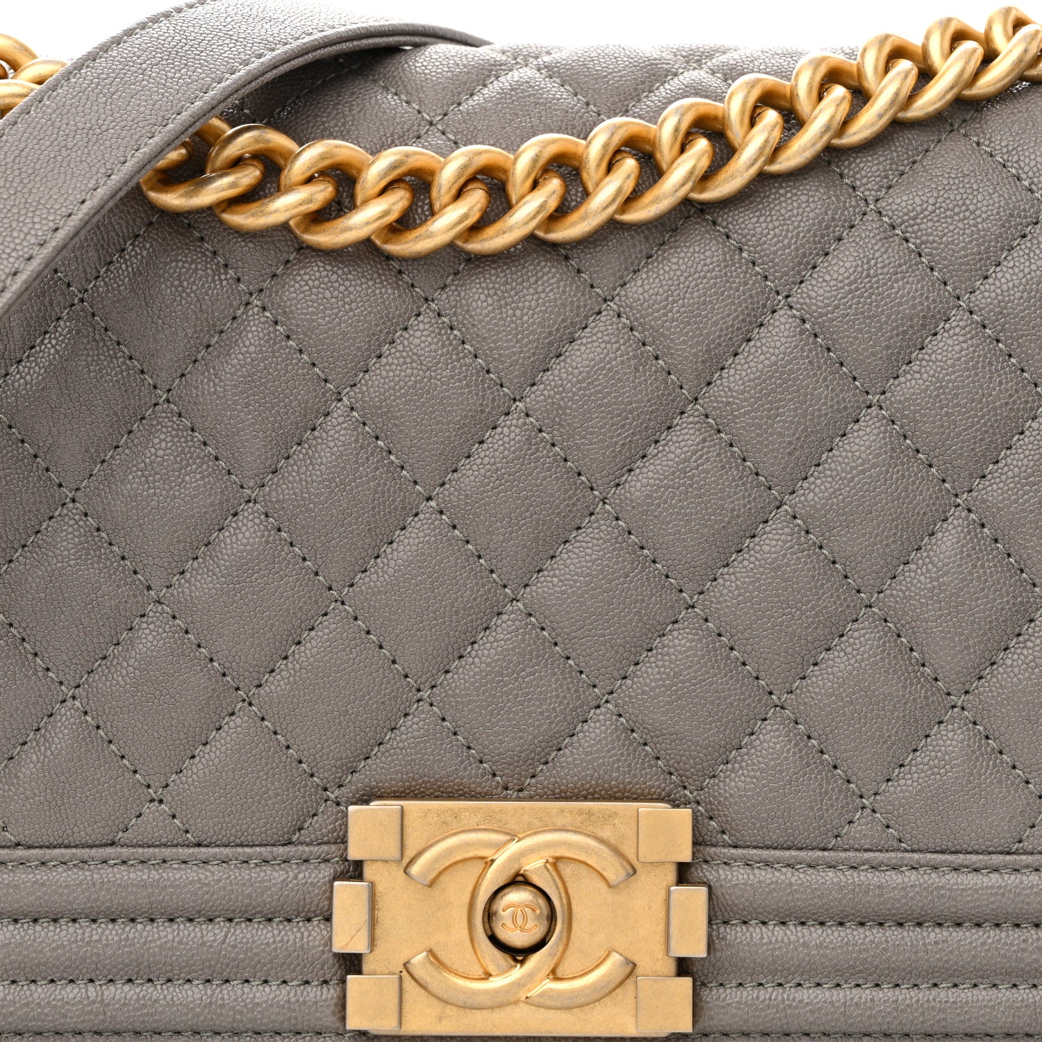 Chanel Caviar Quilted Medium Boy Flap Grey 8 of 11