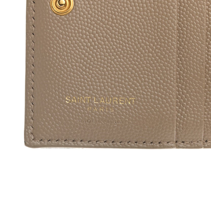 Saint Laurent Grain De Poudre Matelasse Chevron Monogram Zipped Card Case Nude Powder 7 of 9